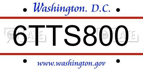 6TTS800 District Of Columbia License Plate