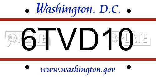 6TVD10 District Of Columbia License Plate