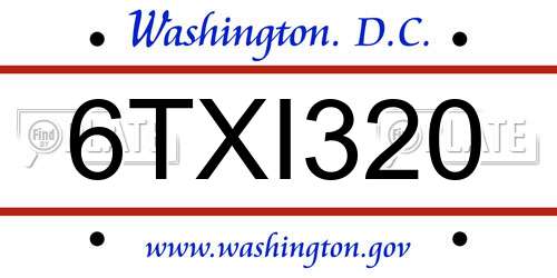 6TXI320 District Of Columbia License Plate