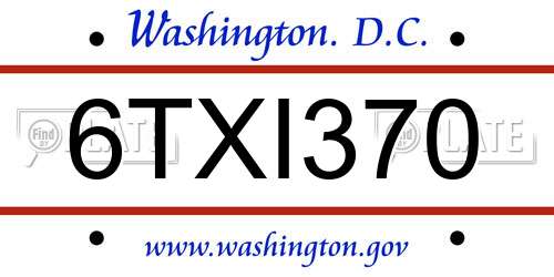 6TXI370 District Of Columbia License Plate