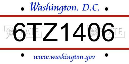 6TZ1406 District Of Columbia License Plate