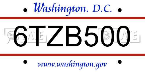 6TZB500 District Of Columbia License Plate