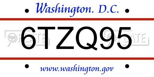 6TZQ95 District Of Columbia License Plate