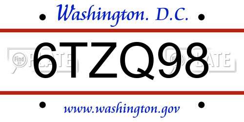 6TZQ98 District Of Columbia License Plate