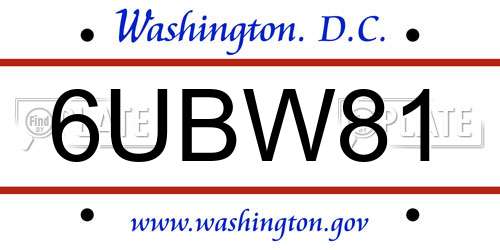 6UBW81 District Of Columbia License Plate
