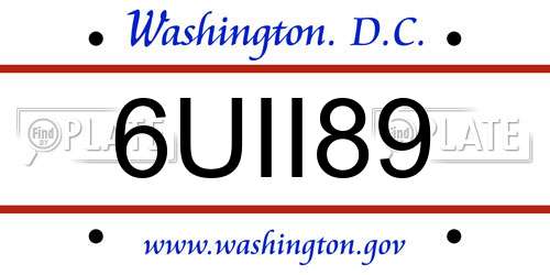 6UII89 District Of Columbia License Plate