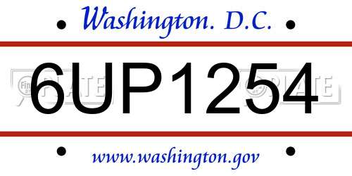 6UP1254 District Of Columbia License Plate