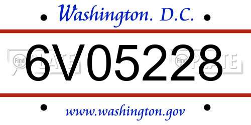 6V05228 District Of Columbia License Plate