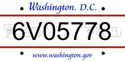 6V05778 District Of Columbia License Plate