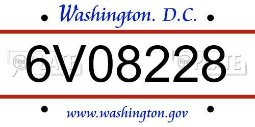 6V08228 District Of Columbia License Plate
