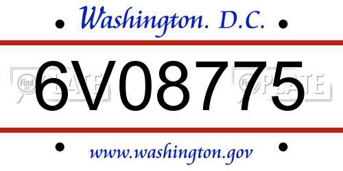 6V08775 District Of Columbia License Plate