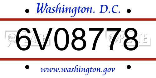 6V08778 District Of Columbia License Plate