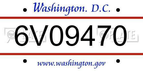 6V09470 District Of Columbia License Plate