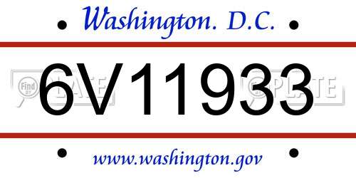 6V11933 District Of Columbia License Plate