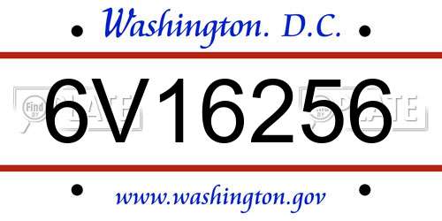 6V16256 District Of Columbia License Plate