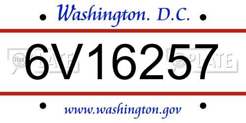 6V16257 District Of Columbia License Plate