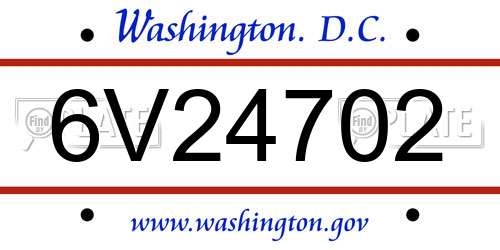 6V24702 District Of Columbia License Plate