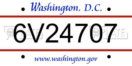 6V24707 District Of Columbia License Plate