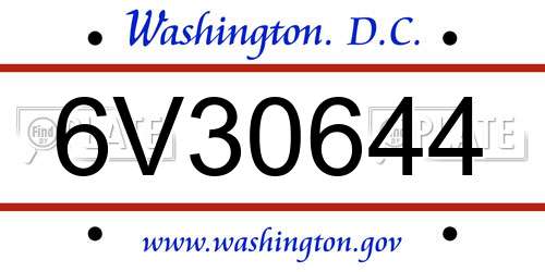 6V30644 District Of Columbia License Plate