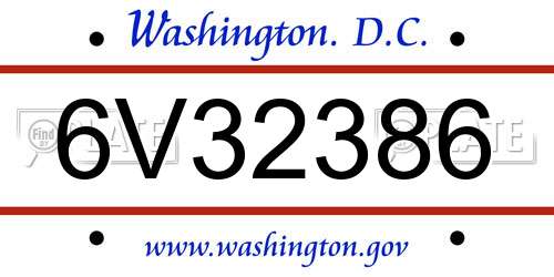 6V32386 District Of Columbia License Plate