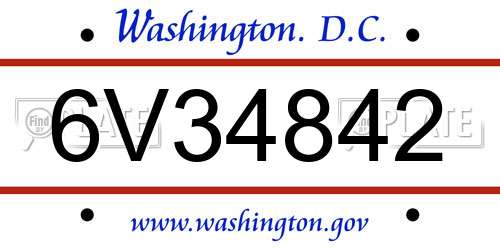 6V34842 District Of Columbia License Plate