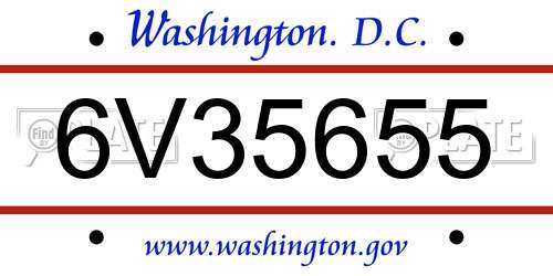 6V35655 District Of Columbia License Plate