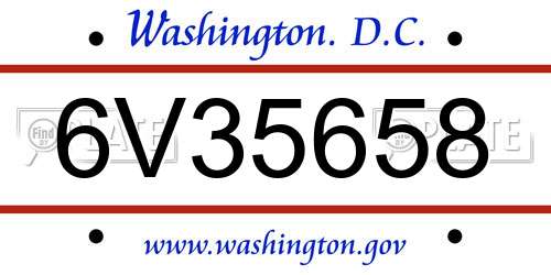 6V35658 District Of Columbia License Plate