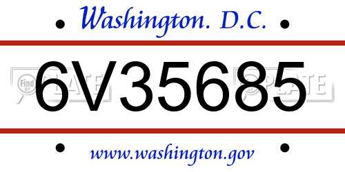6V35685 District Of Columbia License Plate
