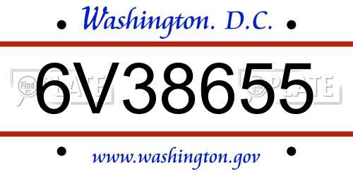 6V38655 District Of Columbia License Plate
