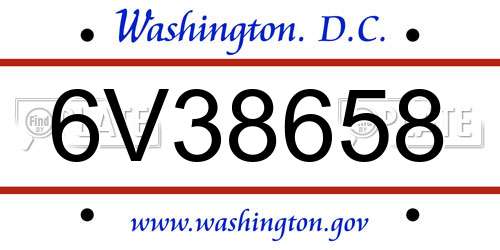 6V38658 District Of Columbia License Plate