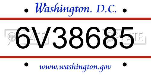 6V38685 District Of Columbia License Plate
