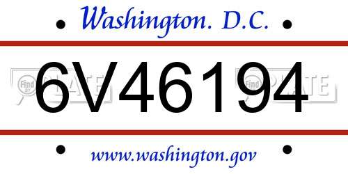 6V46194 District Of Columbia License Plate