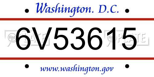 6V53615 District Of Columbia License Plate