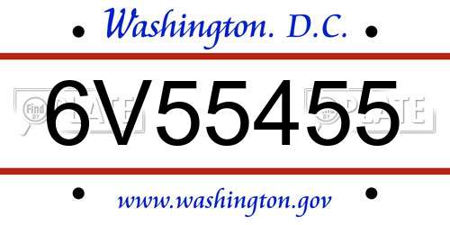 6V55455 District Of Columbia License Plate