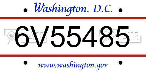 6V55485 District Of Columbia License Plate