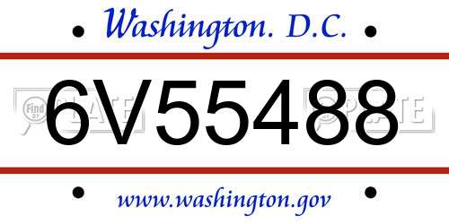6V55488 District Of Columbia License Plate