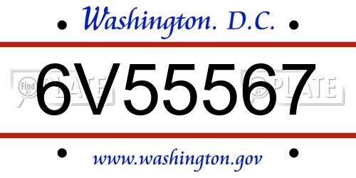 6V55567 District Of Columbia License Plate
