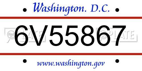 6V55867 District Of Columbia License Plate