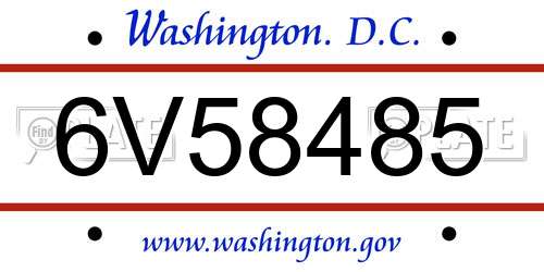 6V58485 District Of Columbia License Plate