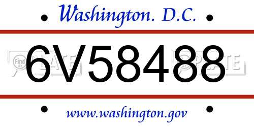 6V58488 District Of Columbia License Plate