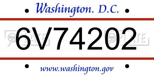 6V74202 District Of Columbia License Plate