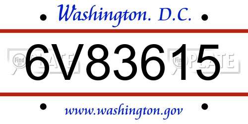 6V83615 District Of Columbia License Plate