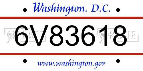 6V83618 District Of Columbia License Plate