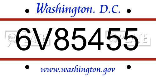 6V85455 District Of Columbia License Plate