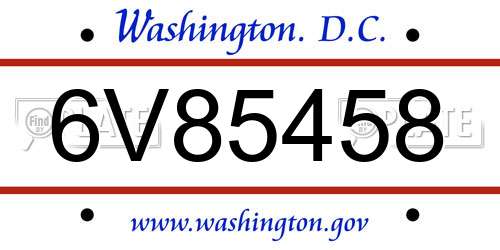 6V85458 District Of Columbia License Plate