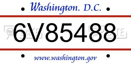 6V85488 District Of Columbia License Plate