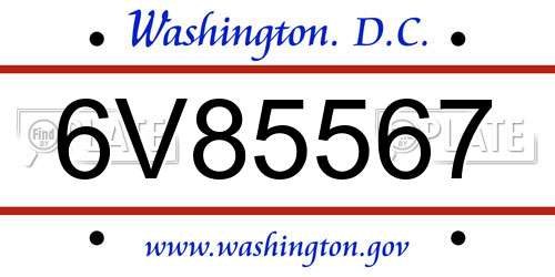 6V85567 District Of Columbia License Plate