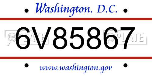 6V85867 District Of Columbia License Plate