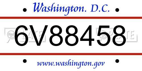 6V88458 District Of Columbia License Plate
