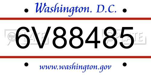6V88485 District Of Columbia License Plate